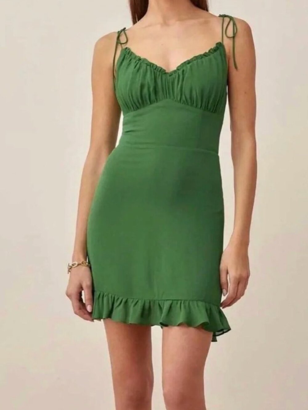 Reformation Esther Dress in Green. Size 4.